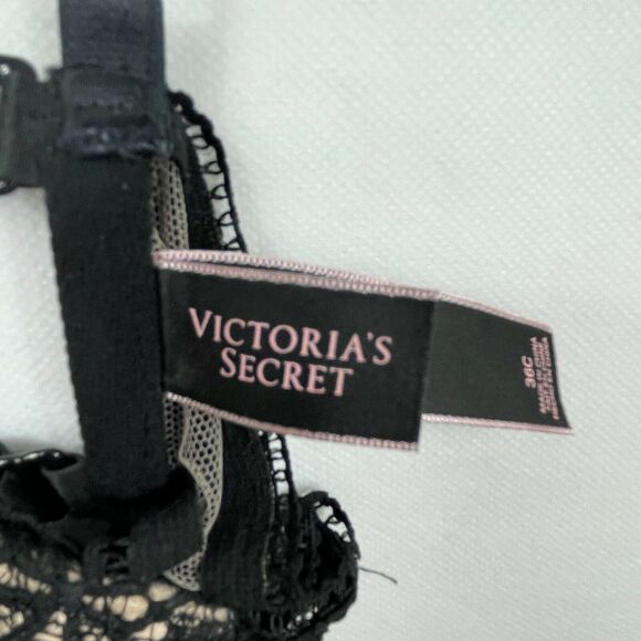 Victoria Secret Lace Corset bustier garter straps sz 36C padded bra allover lace - Picture 16 of 16
